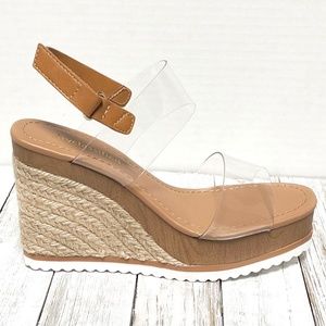 New Clear Camel Platform Wedge Heel Espadrille Sandals